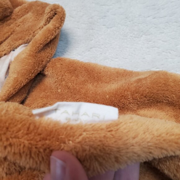 Tahari Baby Tan Plush‎ Fuzzy Zip One Piece Bear Hoodie Unisex Girl Boy 6 9 month - Picture 3 of 6